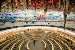国連欧州本部内の会議場の天井壁画