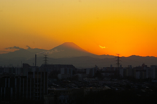 新年富士の夕景
