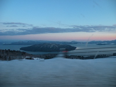 美幌峠の冬の日没