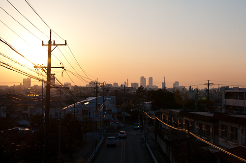 茶屋ヶ坂公園歩道橋から見る夕景
